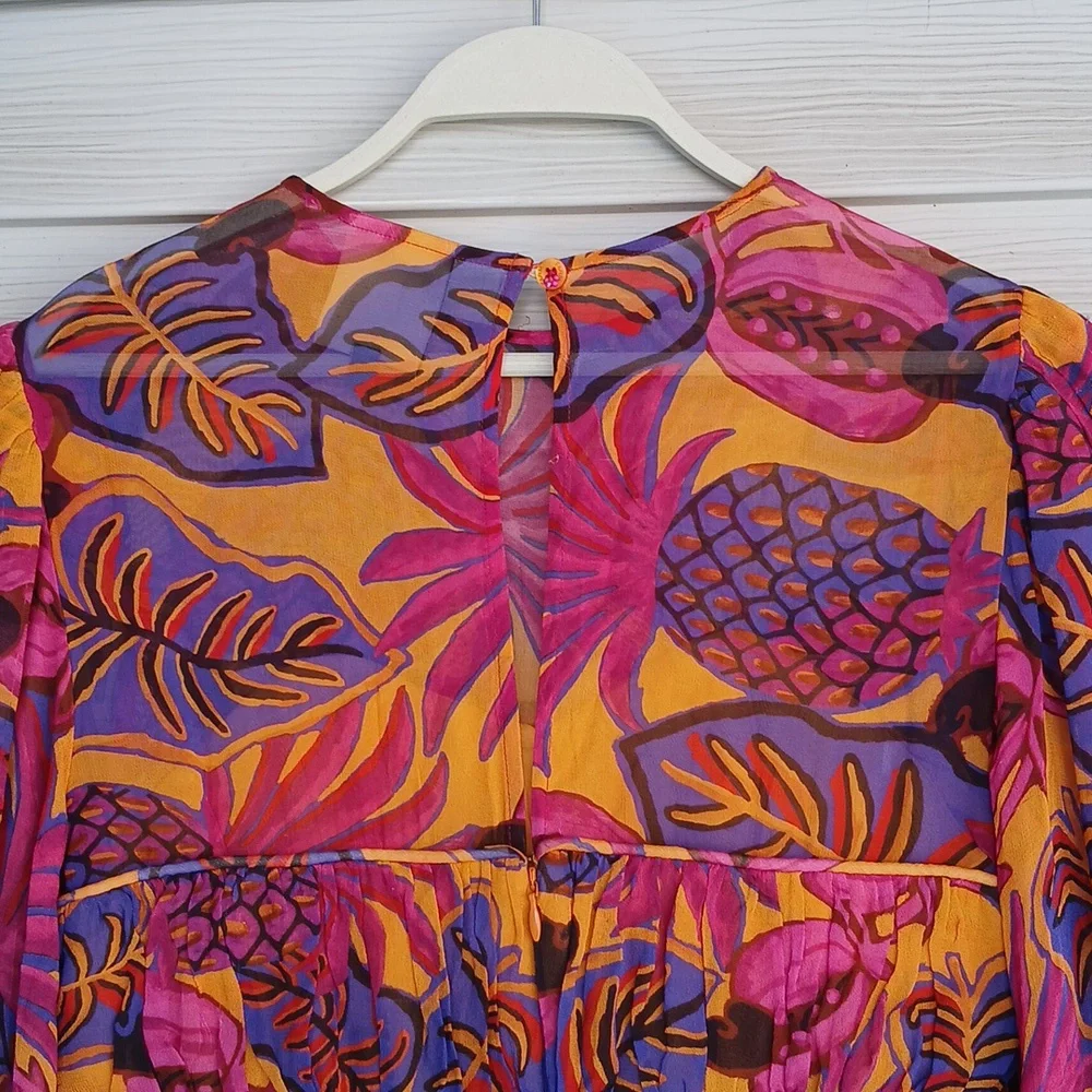 Farm Rio Print Ruffled  Multicolor Women's Dress - Picture 7 of 10